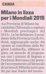 MILANO 2015: ANCHE LA PROVINCIA SOSTIENE LA FICK PER I MONDIALI DI VELOCITA'